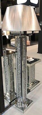 Diamond Glass Sparkly Crystals Floor Lamp With Square Silver Shade