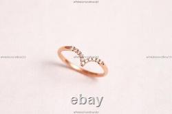 0.09 Ct Diamond V Style Art Deco Diamond Ring For Girls 14k Gold