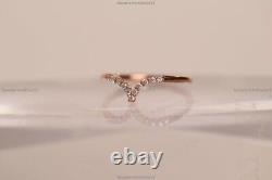 0.09 Ct Diamond V Style Art Deco Engagement Diamond Ring 14k Gold Fine Jewelry