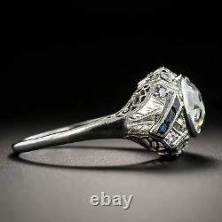 1.30Ct White Round Cut CZ Art Deco Style Engagement Ring In 925 Sterling Silver
