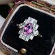 1.50 Ct Oval Cut Pink & White Cz Bezel Art Deco Style Bezel Anniversary Ring