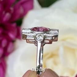 1.50 CT Oval Cut Pink & white CZ Bezel art deco style bezel Anniversary Ring