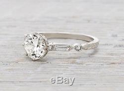 1.75 Ct Art Deco Style 100% GENUINE Diamond Engagement Ring VS2 F PLATINUM