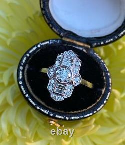1.80 Ct Round Cut Lab Created Diamond Art Deco Style Engagement Gold Filled Ring