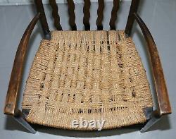 1 Of 2 Small 19th Century Morris & Co Liberty London Lathback Armchair Woven