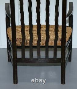 1 Of 2 Small 19th Century Morris & Co Liberty London Lathback Armchair Woven