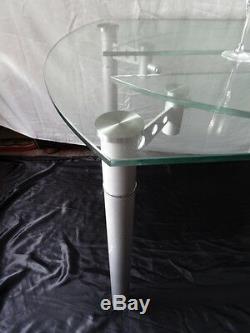 1 Quality Art Deco Style Round Glass Chrome Metal Extending Dining Table Seats 4