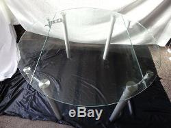 1 Quality Art Deco Style Round Glass Chrome Metal Extending Dining Table Seats 4