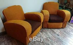 1 x 20S/1930S ART DECO MUSTARD YELLOW Club Chair Armchair Retro Vintage Brown