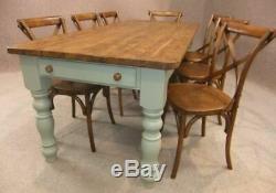 10ft Rustic Pine Farmhouse Kitchen Table With A Painted Base Winchcombe