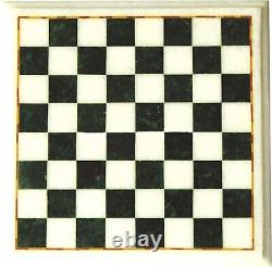 12 Black and White Marble Geometric Design Chess Table for Indoor Game Room Dec