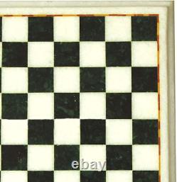 12 Black and White Marble Geometric Design Chess Table for Indoor Game Room Dec