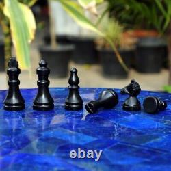 12 Black and White Marble Geometric Design Chess Table for Indoor Game Room Dec