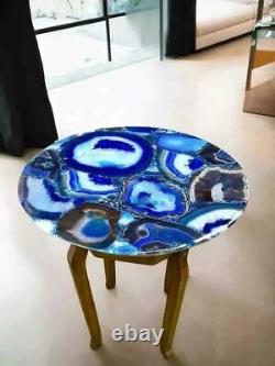 12 Blue Agate Stone Table, Coffee Center Table, Handmade Counter Desk Home Deco