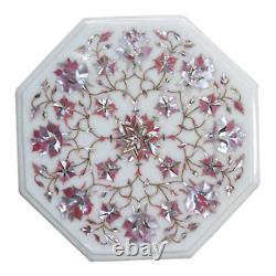 12 Inches Marble Coffee Table Top Mother of Pearl Inlay Work Hallway Decor table