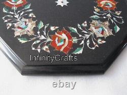 12 Inches Marble Coffee Table Top Semi Precious Stone Inlay Work Corner Table