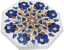 12 Inches Marble Kitchen Side Table Top Inlaid with Floral Pattern Coffee Table