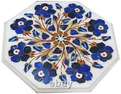 12 Inches Marble Kitchen Side Table Top Inlaid with Floral Pattern Coffee Table