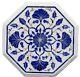 12 Inches White Marble Coffee Table Top Lapis Lazuli Stone Inlay Work Side Table