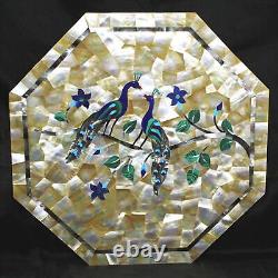 12'' Marble Coffee Center Table Top Inlay Malachite peacock antique Mosaic ds