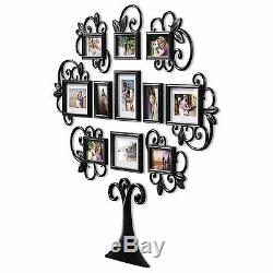 12-Piece Family Tree Photo Picture Frame Collage Set Black Wall Art Home Decor