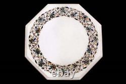 12 White Marble Coffee Top Table Pauashell Marquetry Inlay Floral Art Deco W634