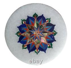 12 White Marble Table Top Lapis Mosaic Flower Christmas Sale Inlay Decors W311