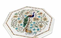 12 White Marble Table Top center Coffee Inlay lapis pietra dura peacock rf