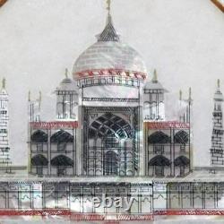 12 White Marble Taj Mahal Design Coffee Table Mop Carnelian Work Inlay Art Deco