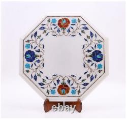 12 white Marble side Table Top multi Stone Inlay Coffee Table for decor X-mas