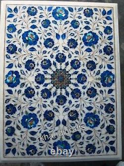 12 x 18 Inches Marble Side Table Top Lapis Lazuli Stone Inlay Work Coffee Table