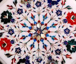 12Octagon White Marble Table Top Inlay Floral Arts Luxury Pietra Dura Work Deco