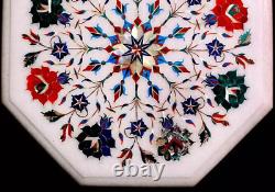 12Octagon White Marble Table Top Inlay Floral Arts Luxury Pietra Dura Work Deco