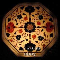 12x12 Inches Floral Pattern Inlay Work Coffee Table Top Marble Patio Side Table