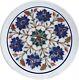 13 Inches Marble Coffee Table Top Floral Design Inlay Work Cafe Table For Office