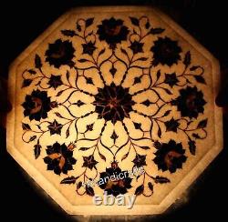 14 Inches Marble Coffee Table Top Semi Precious Stone Inlay Work Entryway Table