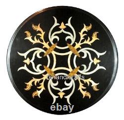 14 Inches Round Marble Coffee Table Top Multicolor Stone Inlay Work End Table