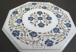 14 x 14 Inches Lapis Lazuli Stone Inlay Work Side Table Marble Coffee Table Top