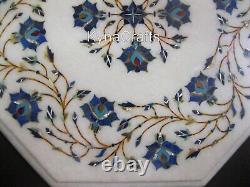 14 x 14 Inches Lapis Lazuli Stone Inlay Work Side Table Marble Coffee Table Top