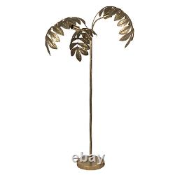 147cm Tall Palm Leaf Standard Lamp Metal Distressed Gold 60 watt