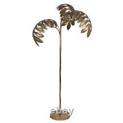 147cm Tall Palm Leaf Standard Lamp Metal Distressed Gold 60 watt