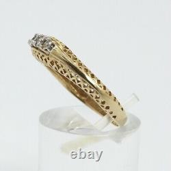 14K Gold 5 Diamond Bar High Top Wedding Anniversary Band Ring sz7 Art Deco Style