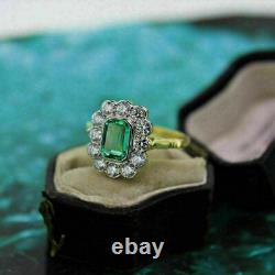 14K Yellow Gold Plated 3 Ct Emerald Cut Style Art Deco Ring lab-created Size J-T