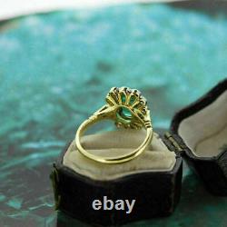 14K Yellow Gold Plated 3 Ct Emerald Cut Style Art Deco Ring lab-created Size J-T