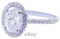 14k Solid White Gold Oval Cut Diamond Engagement Ring Art Deco Style 2.00ctw