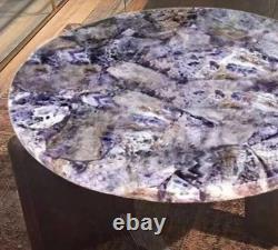 15 Elegant Round Amethyst Center Table Top Purple Gemstone Handmade Arts Decors