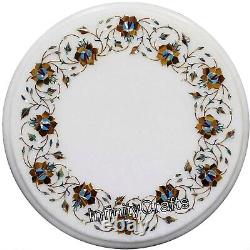 15 Inches Breakfast Table Top Pietra Dura Art Round Marble Coffee Table for Home