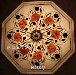 15 Inches Handmade Coffee Table Top Octagon Shape Marble Cafeteria Decor Table