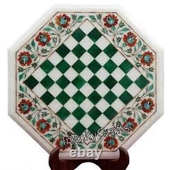 15 Inches Marble Coffee Table Top Chess Pattern Inlaid Corner Table For Office