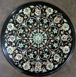 15 Inches Marble Coffee Table Top Floral Design Inlay Work Corner table for Home